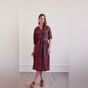 NEW Sunshine Tienda Que Paso Plaid Tejate Dress Size XXL women’s midi dress NWT